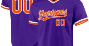 Custom Purple Orange-White Authentic Throwback Baseball Jersey